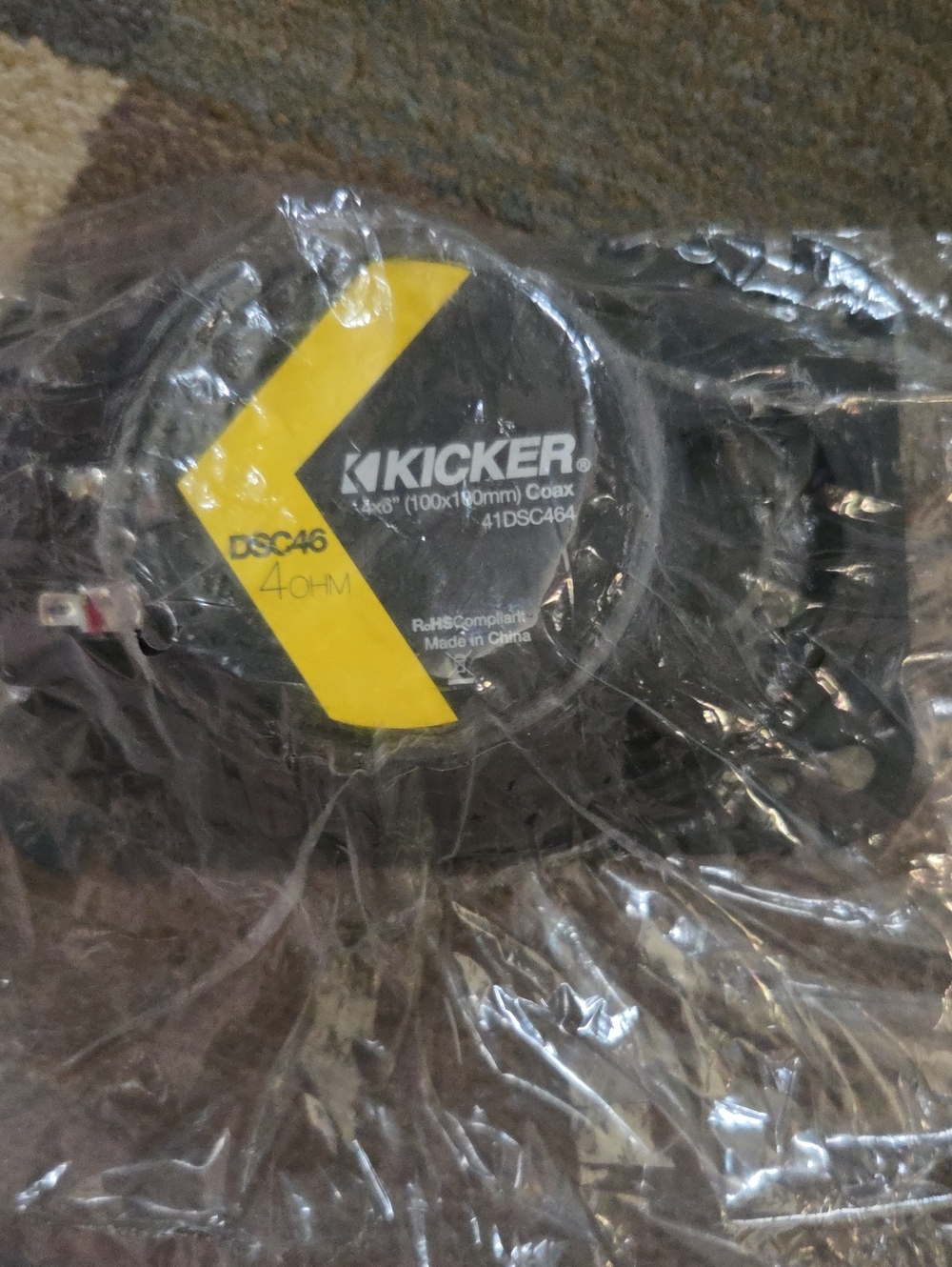 Kicker DSC46 4-Ohm Coaxial Speaker - Black and Yellow